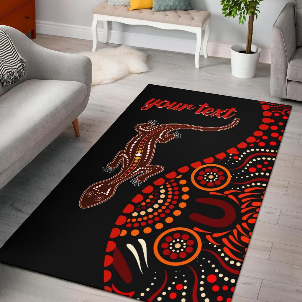 Aboriginal Personalised Area Rug - Aboriginal Lizard With Dot Painting Pattern - Vibe Hoodie Shop