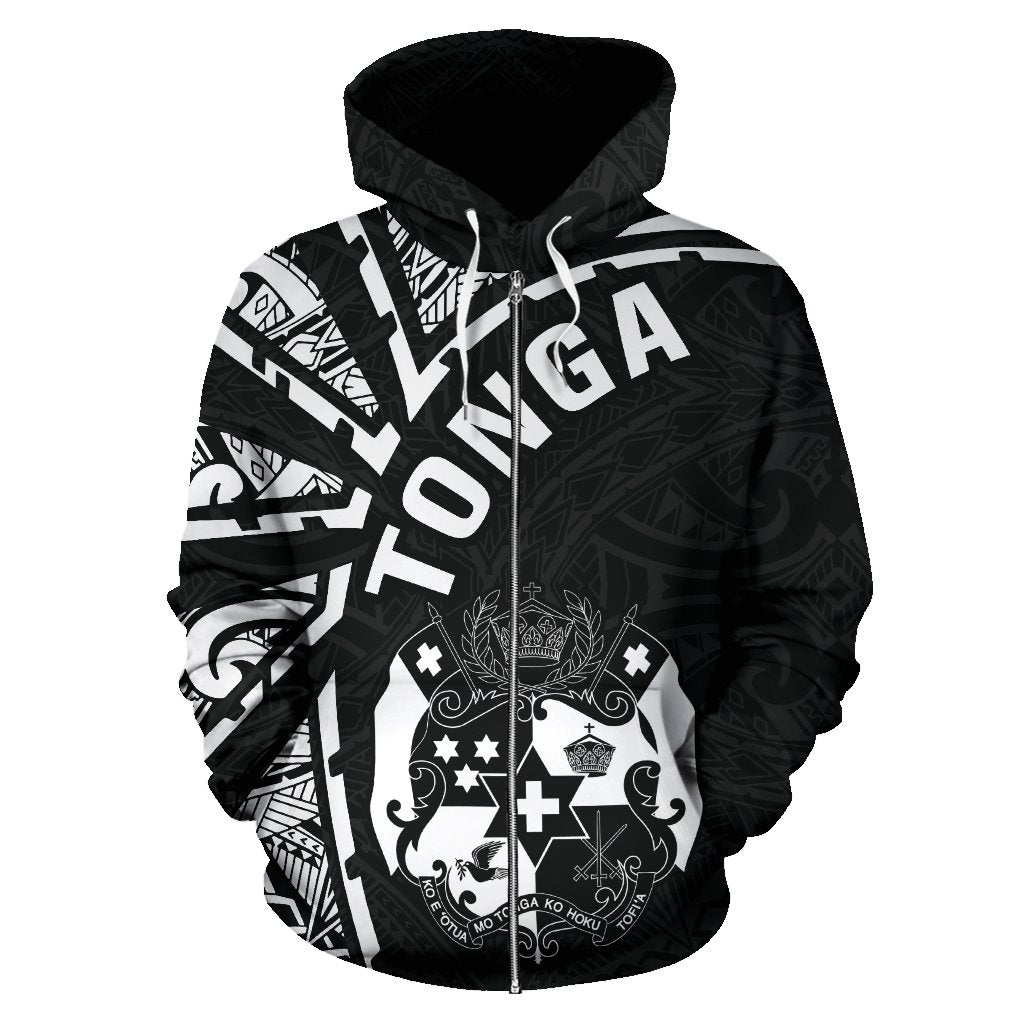 Zip Up Hoodie Tonga Polynesia - Tornado Style White - Vibe Hoodie Shop