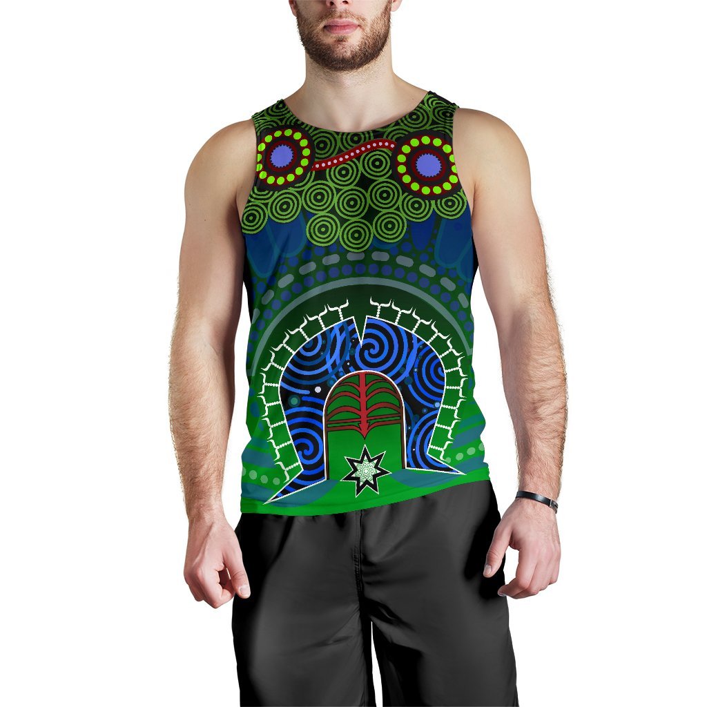 Torres Strait Men's Tank Top - Dhari And Dot Patterns - Vibe Hoodie Shop