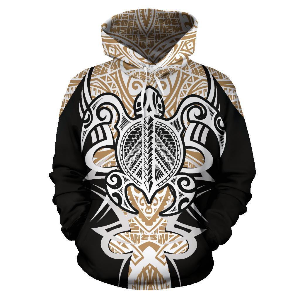 Hoodie Tonga Turtle Polynesian Gold And White - Armor Style - Vibe Hoodie Shop