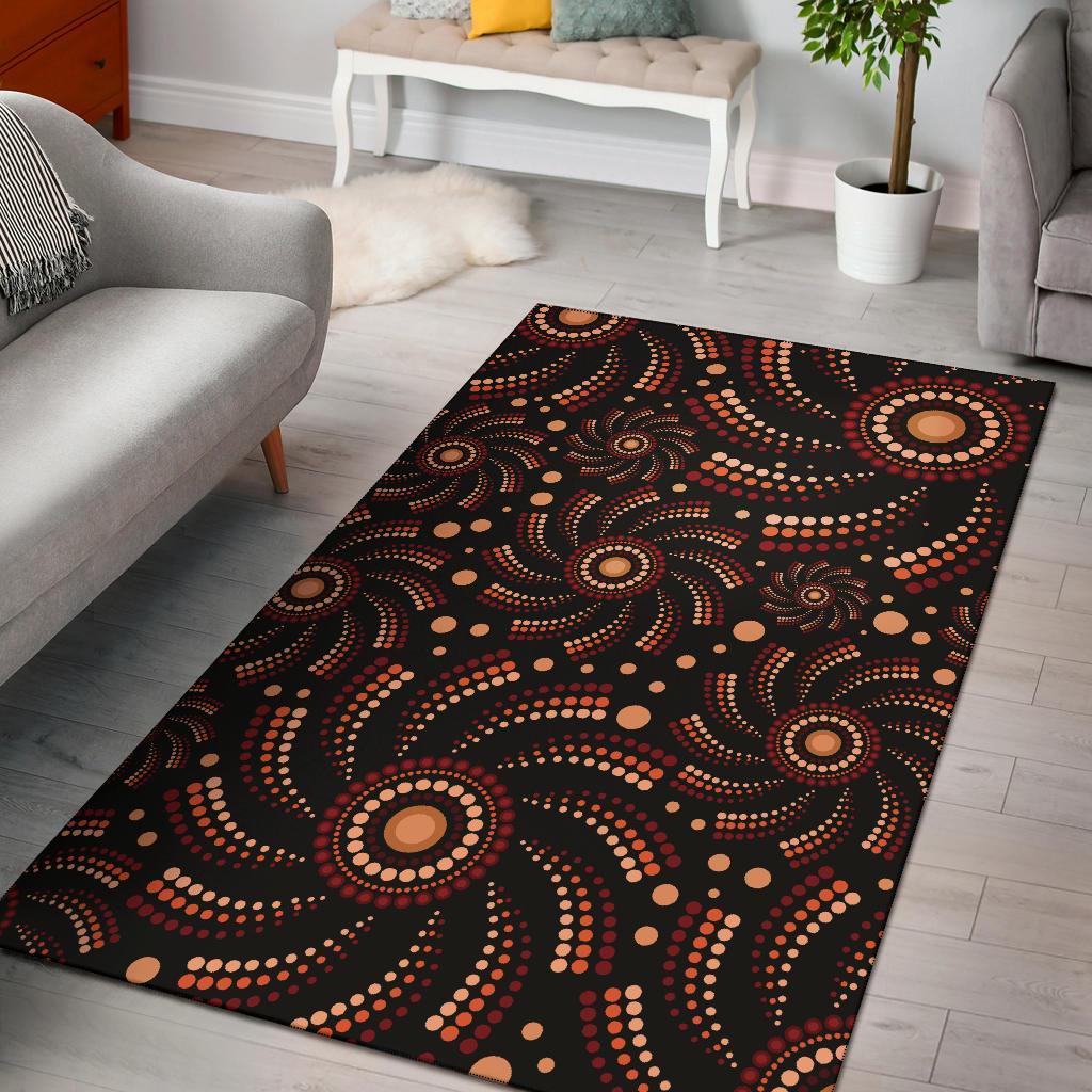 Aboriginal Area Rug - Aboriginal Circle Dot Painting Patterns - Vibe Hoodie Shop