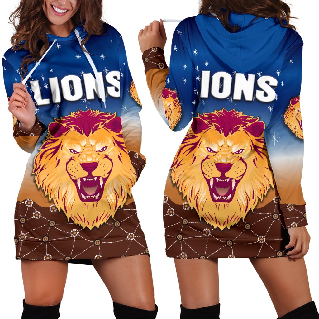 Brisbane Lions Women Hoodie Dress Simple Indigenous - Vibe Hoodie Shop