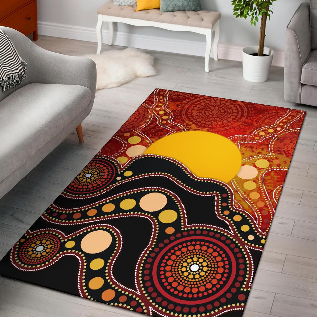 Aboriginal Area Rug, Aboriginal Lives Matter Flag Dot Painting Art - Vibe Hoodie Shop