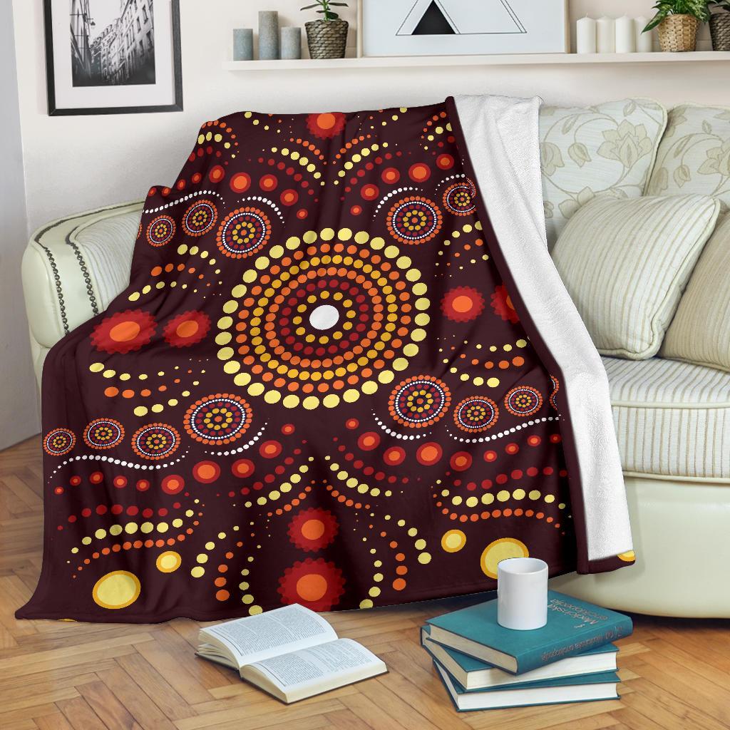 Aboriginal Premium Blanket - Indegenous Dot Painting Art - Vibe Hoodie Shop