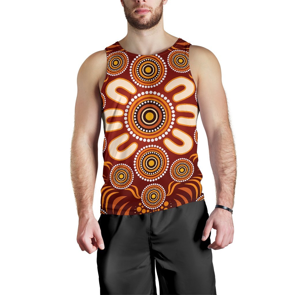 Aboriginal Men's Tank Top - Circle Flowers Patterns Ver03 - Vibe Hoodie Shop