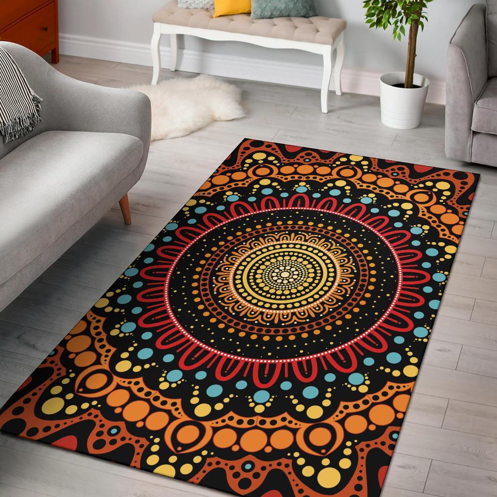 Area Rug - Aboriginal Style Of Dot Painting - Vibe Hoodie Shop