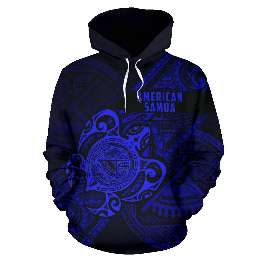 American Samoa Hoodie Turtle Mix Coat Of Arms - Polynesia Diagonal Line Style - Vibe Hoodie Shop