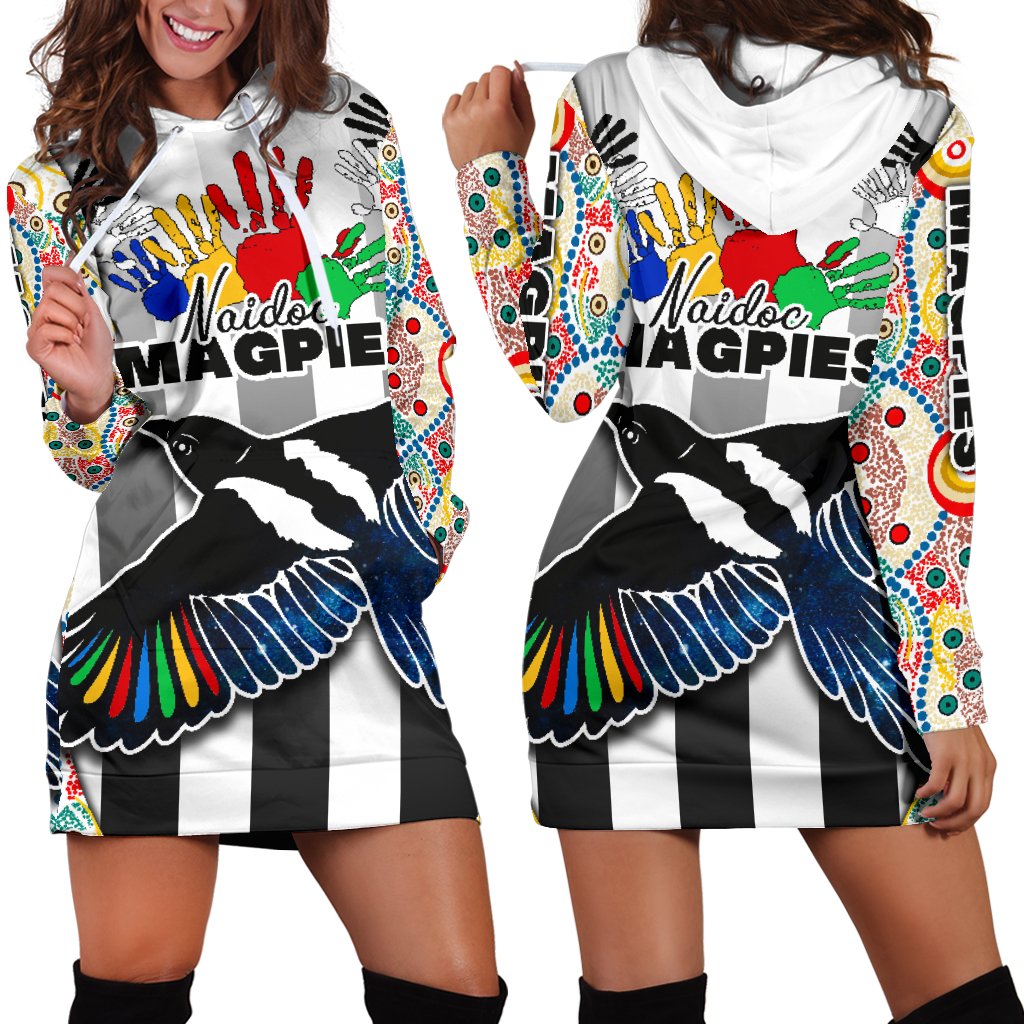 (Custom Personalised) Magpies NAIDOC Week Women's Hoodie Dress Collingwood Modern Style - Vibe Hoodie Shop