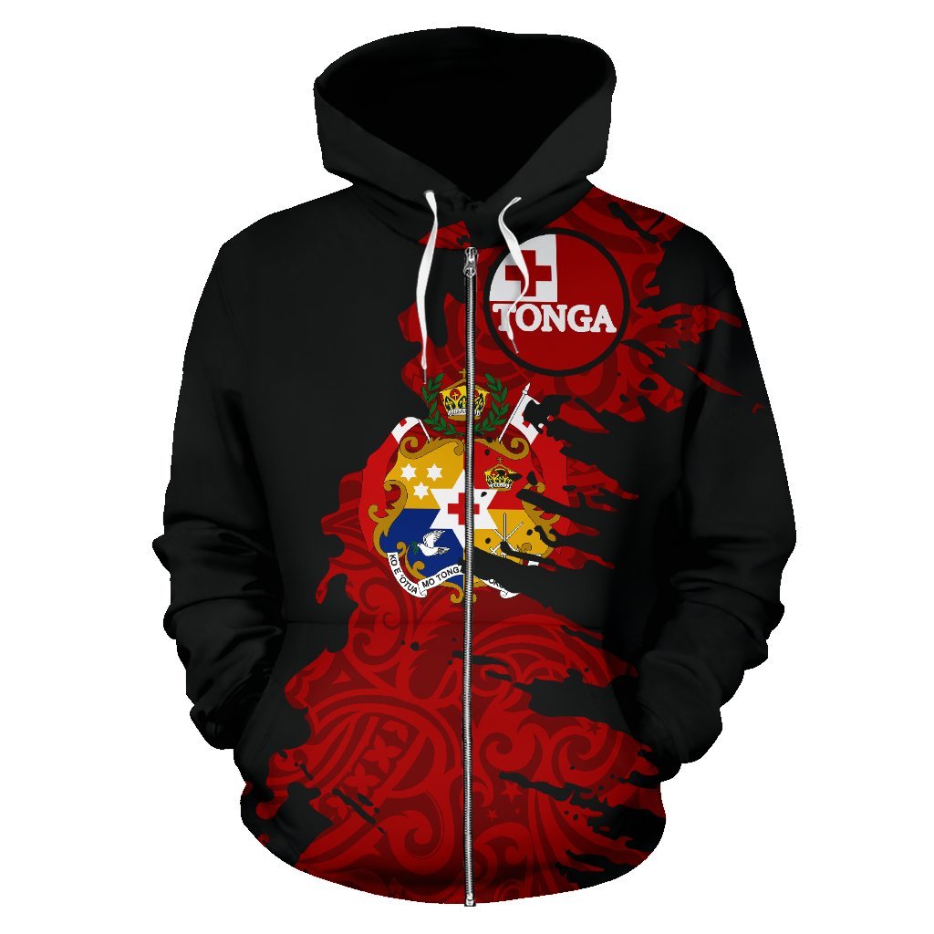 Zip Up Hoodie Tonga Painting Polynesian Zip Up Hoodie - Vibe Hoodie Shop