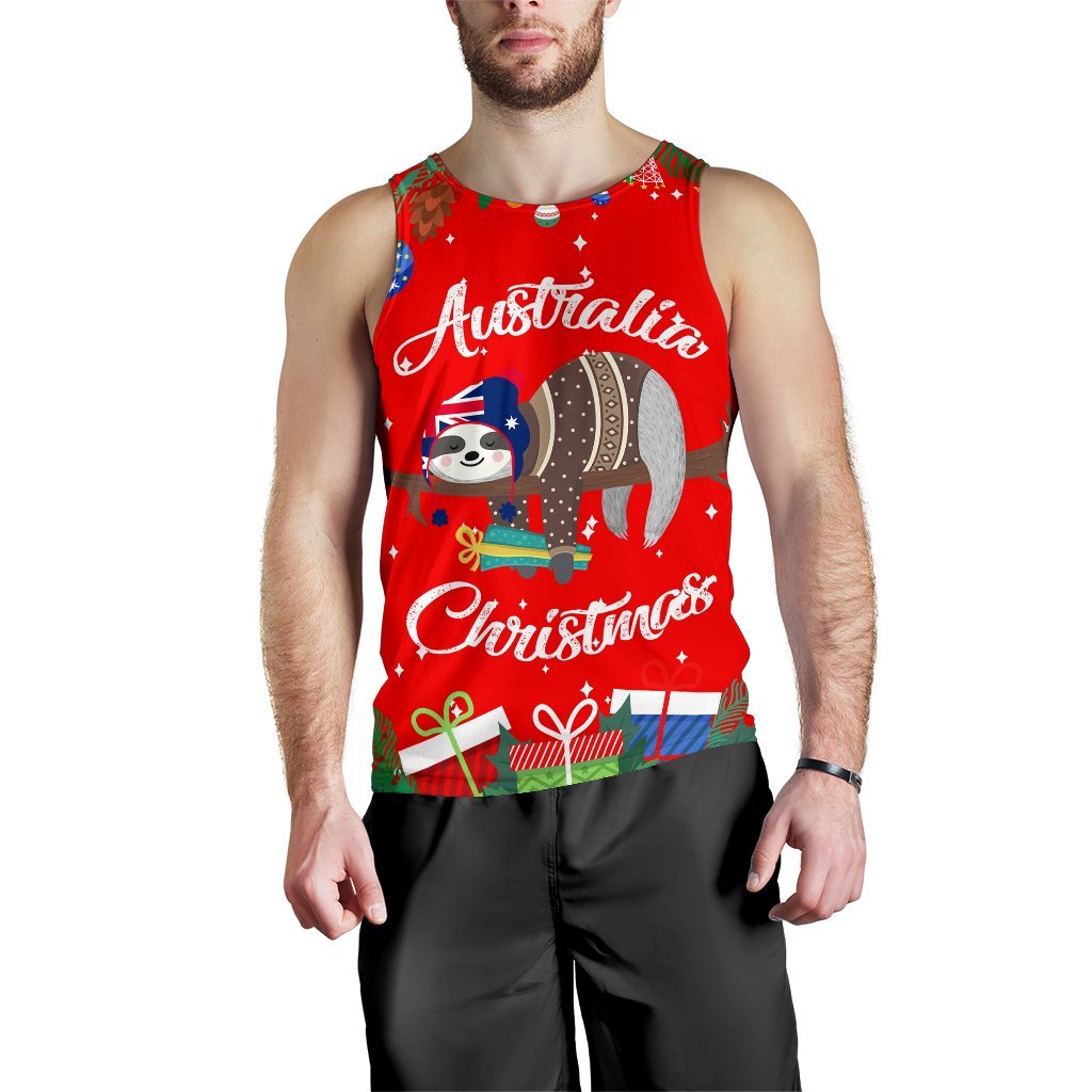 Christmas Australia Men's Tank Top Red - Merry Christmas - Vibe Hoodie Shop