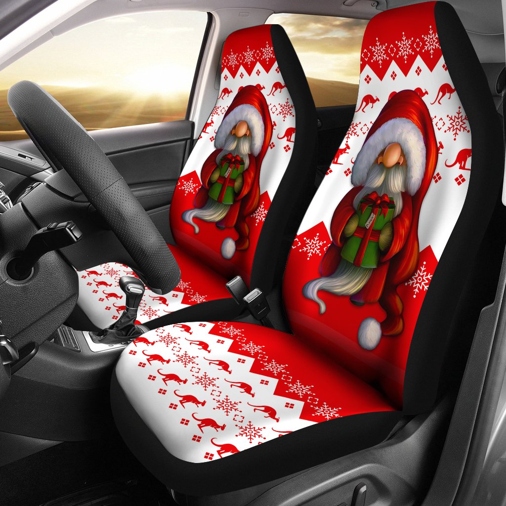 Australia Car Seat Cover - Christmas Gnome Seat Covers Kangaroo and Snowflake Universal Fit - Vibe Hoodie Shop