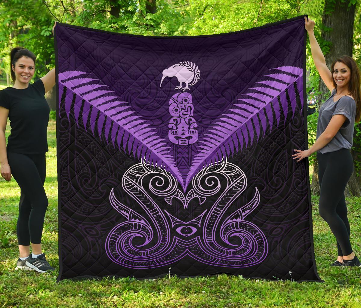 Maori Manaia New Zealand Premium Quilt Purple - Vibe Hoodie Shop