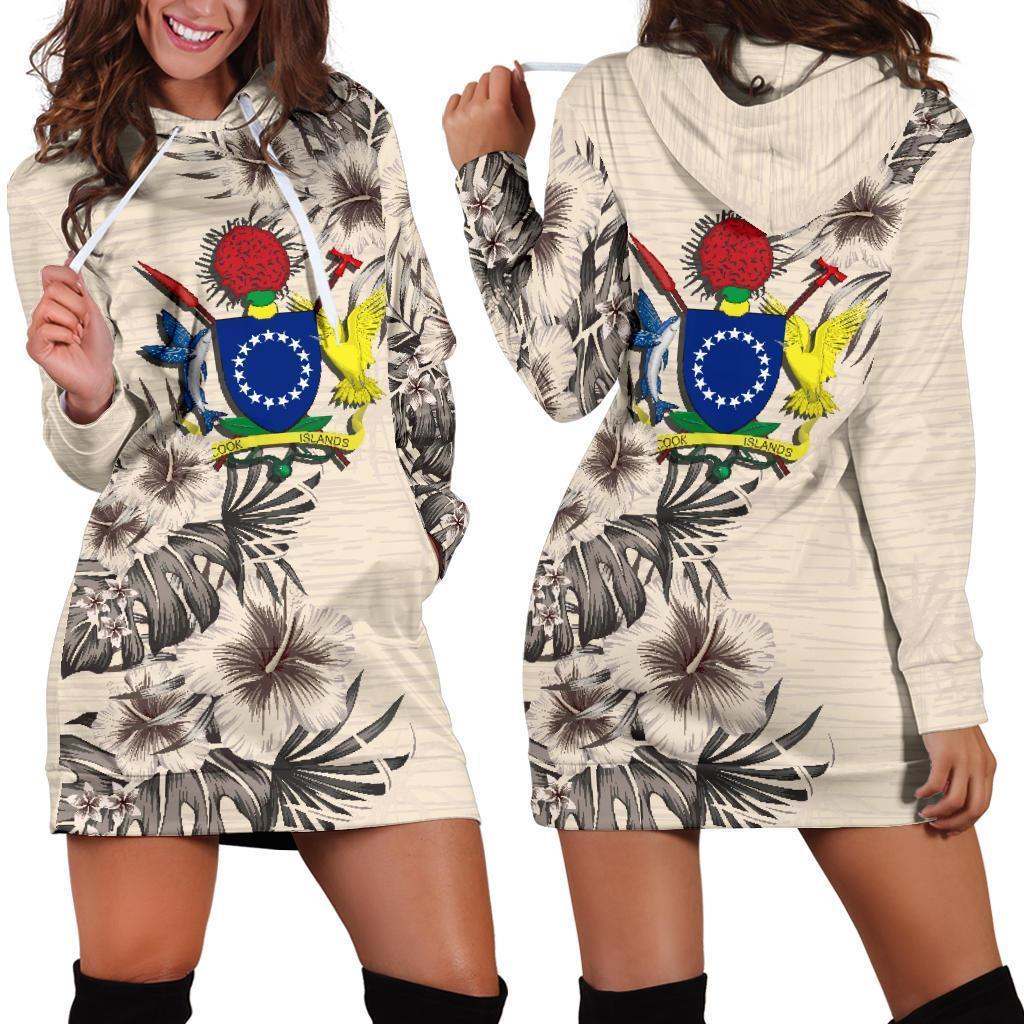 Cook Islands Hoodie Dress - The Beige Hibiscus - Vibe Hoodie Shop