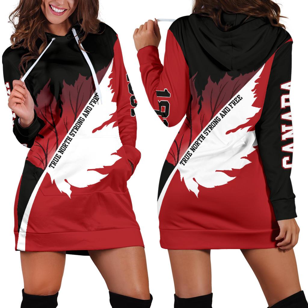 Canada Strong And Free Hoodie Dress - Vibe Hoodie Shop