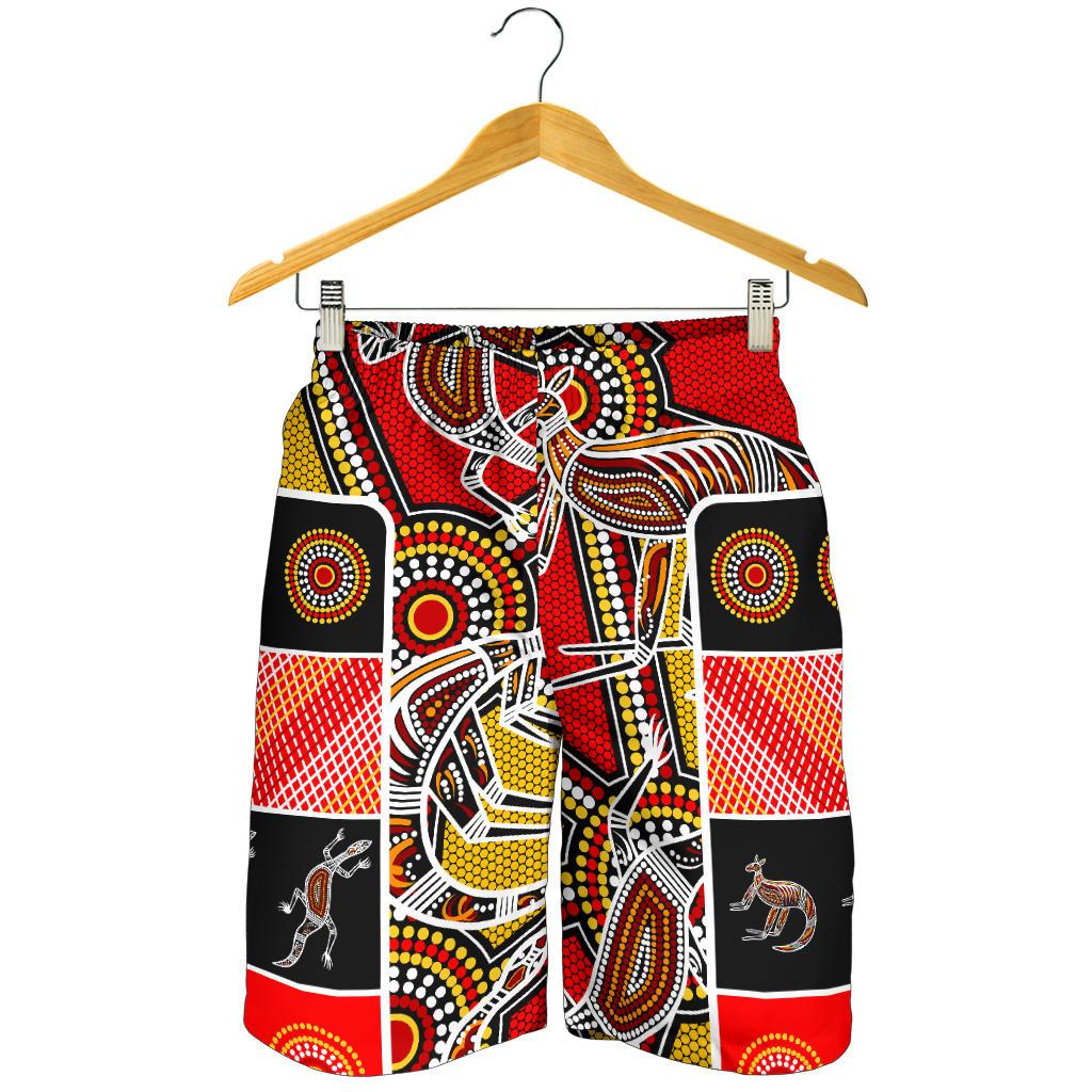 Aboriginal Men's Shorts, Kangaroo Dot Painting Patterns - Vibe Hoodie Shop