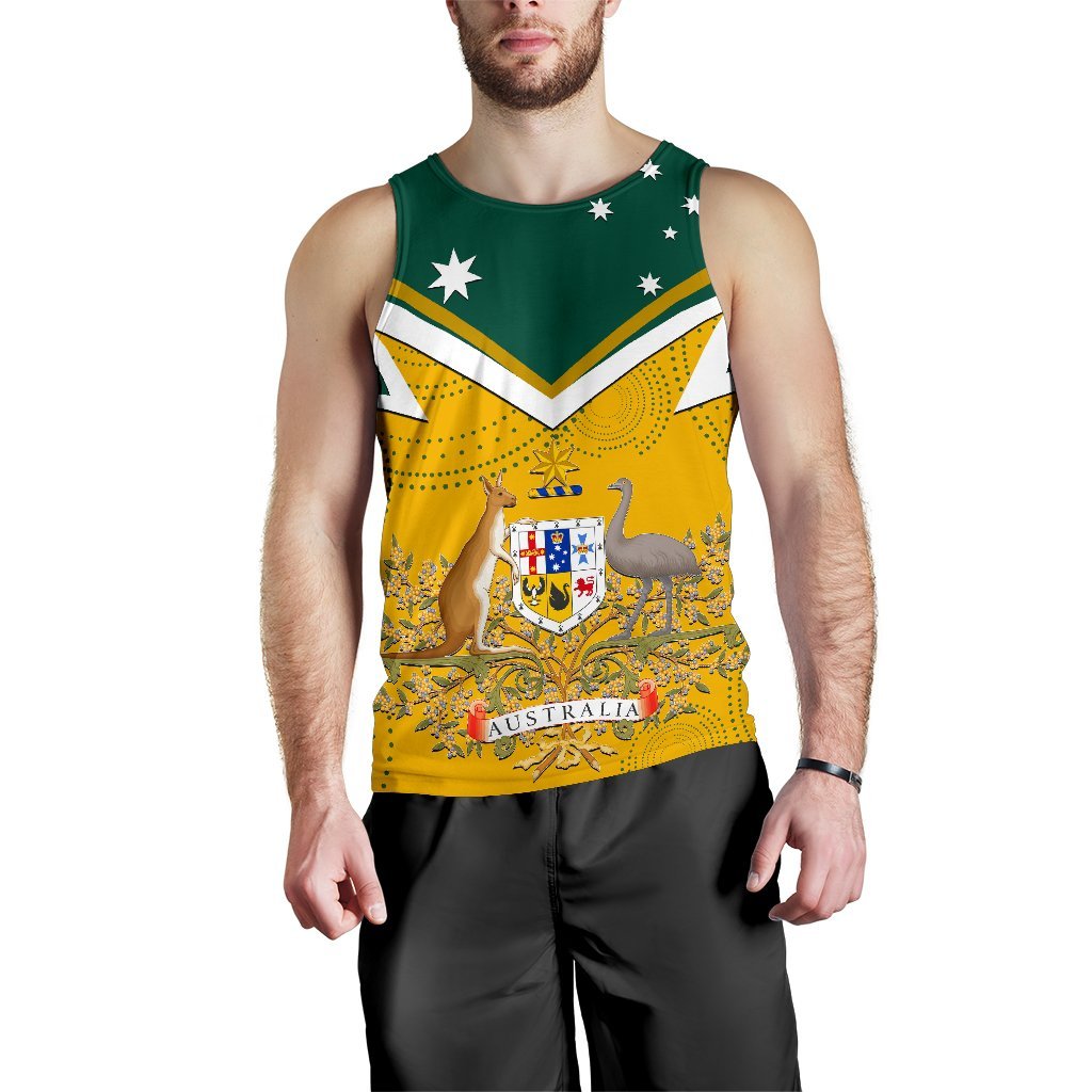 Men's Tank Top - Australian Coat Of Arms National Color - Vibe Hoodie Shop