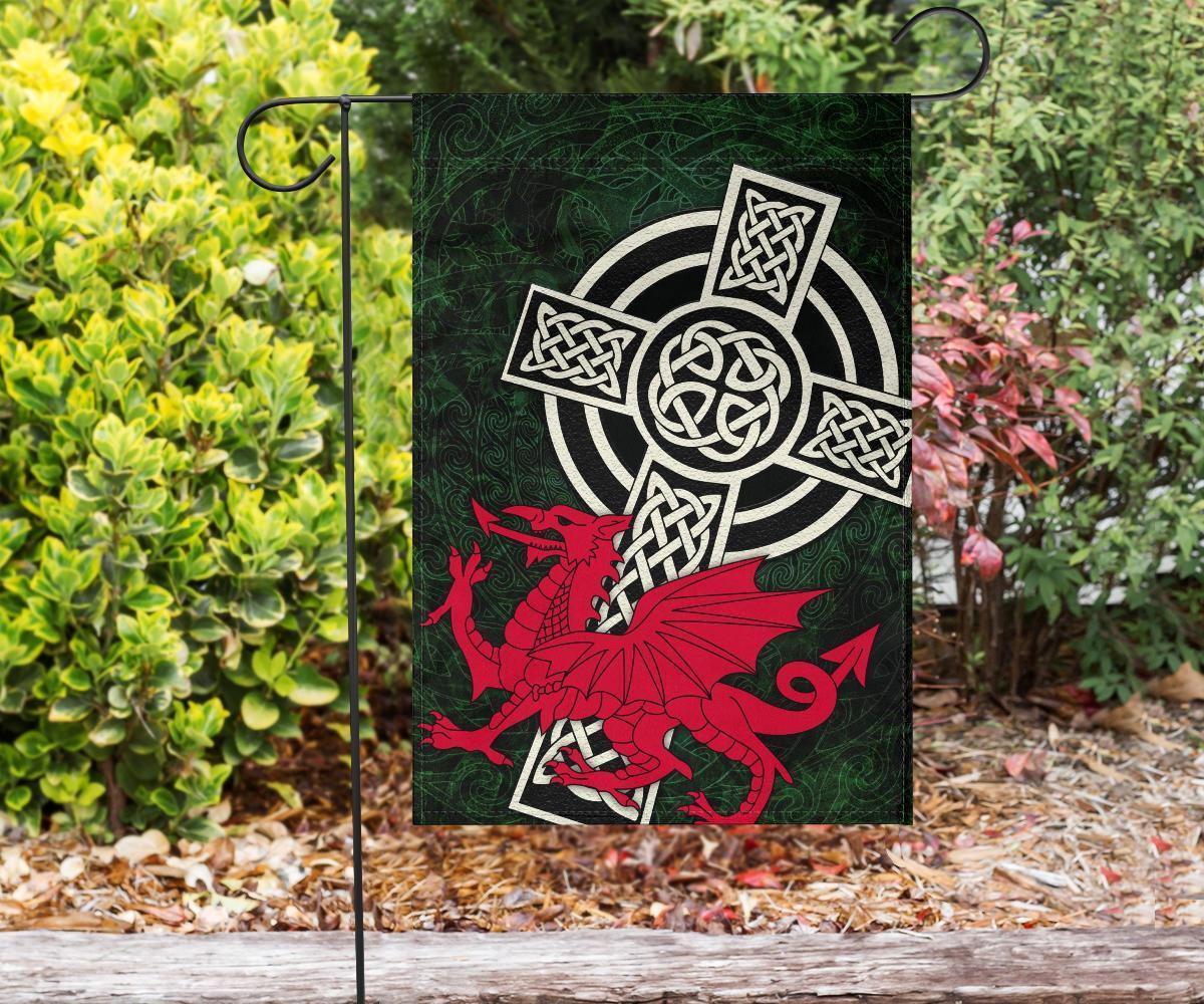 Wales Celtic Flag - Celtic Cross and Cymru Skew Style - Vibe Hoodie Shop