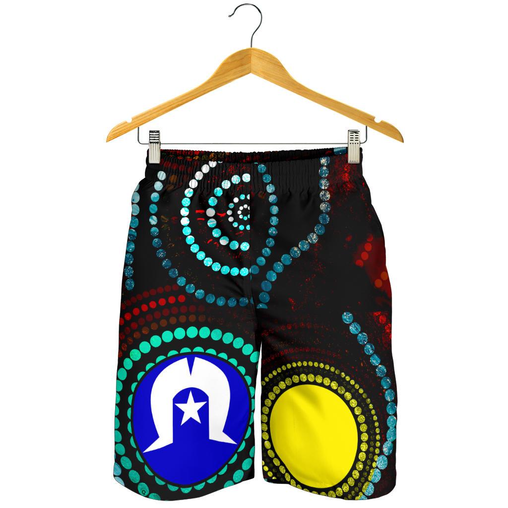 Aboriginal Shorts - Aboriginal Dot Painting and Flag - Vibe Hoodie Shop