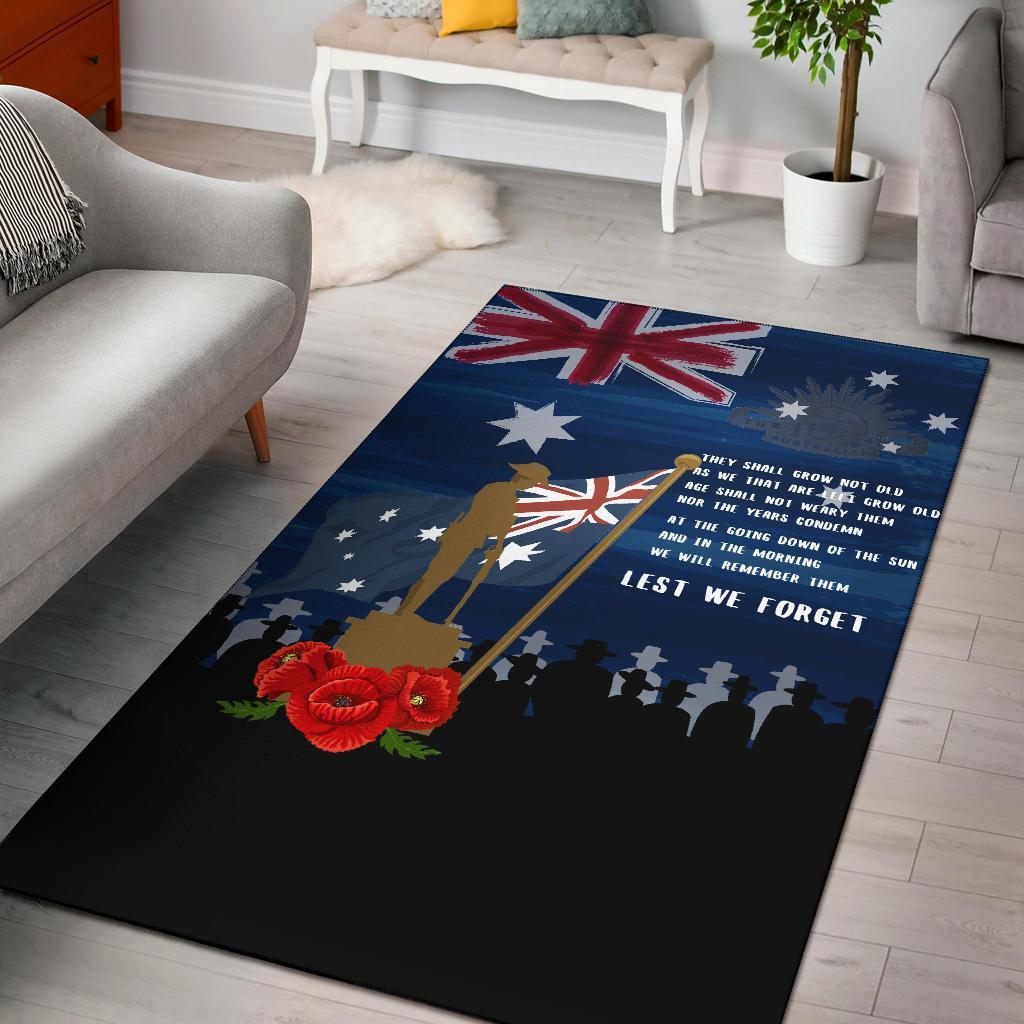 ANZAC Area Rug - Always Remember Australian ANZAC Day - Vibe Hoodie Shop