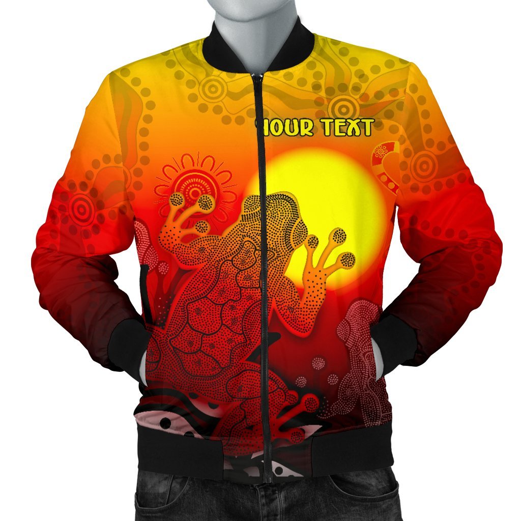 Custom Aboriginal Men's Bomber Jacket - Indigenous Frog (Red) - Vibe Hoodie Shop