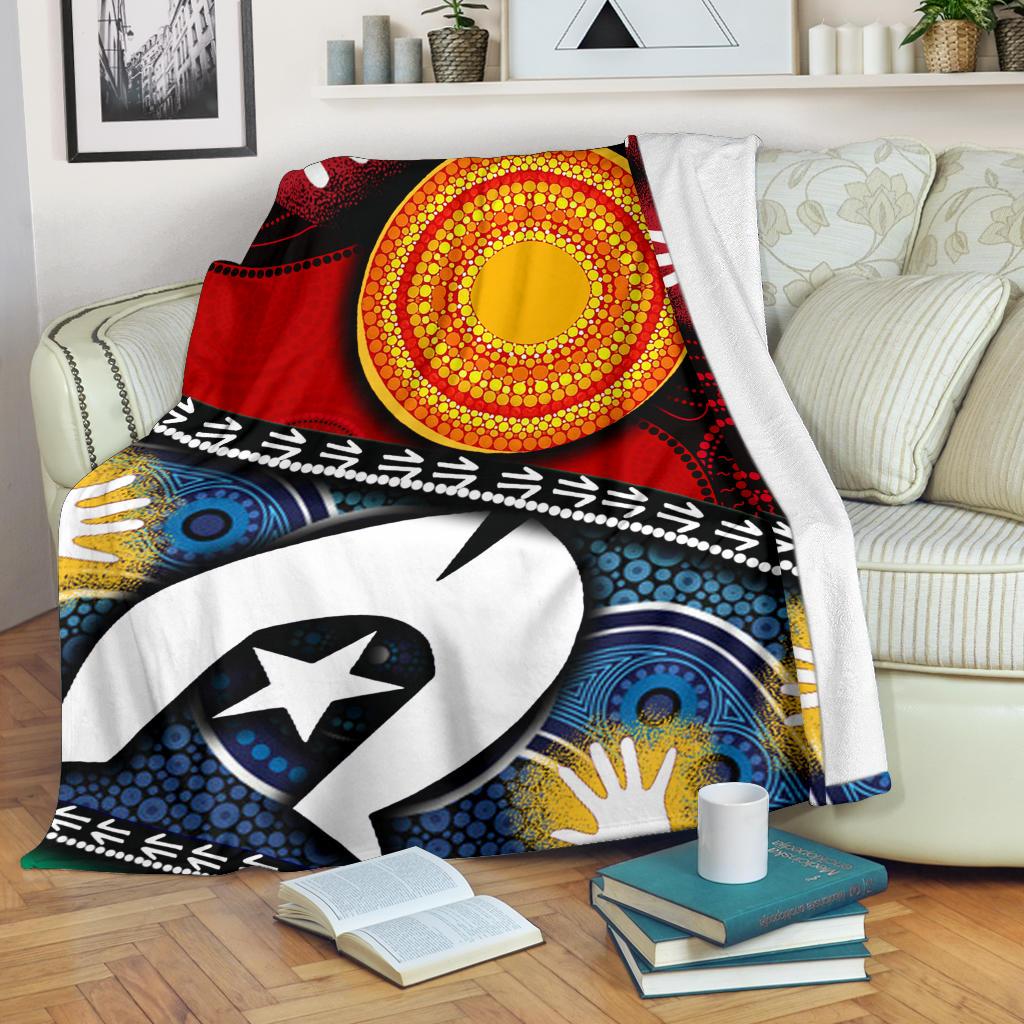 Premium Blanket - Australian NAIDOC Aboriginal and Torres Strait Islands Flags - Vibe Hoodie Shop