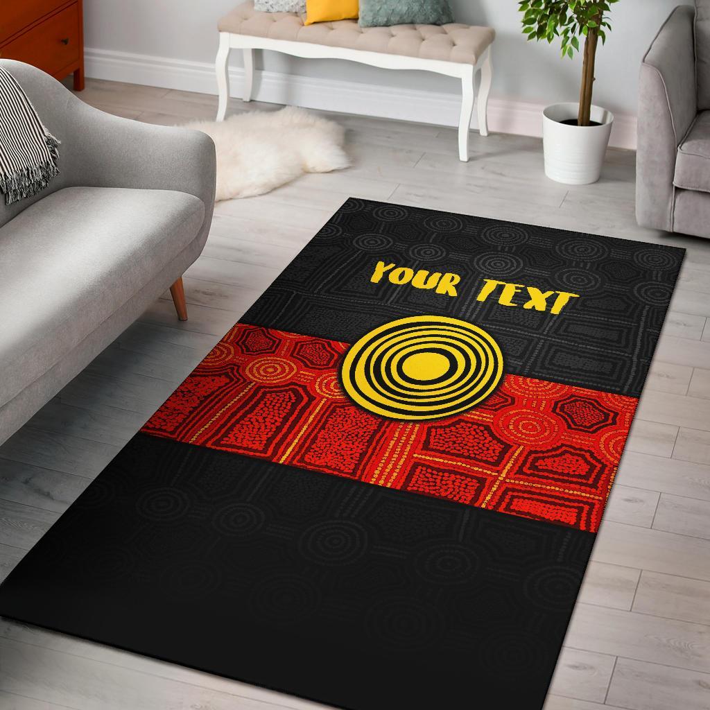 Vibe Hoodie Personalised Aboriginal Area Rug - Aussie Indigenous Flag - RLT20 - Vibe Hoodie Shop