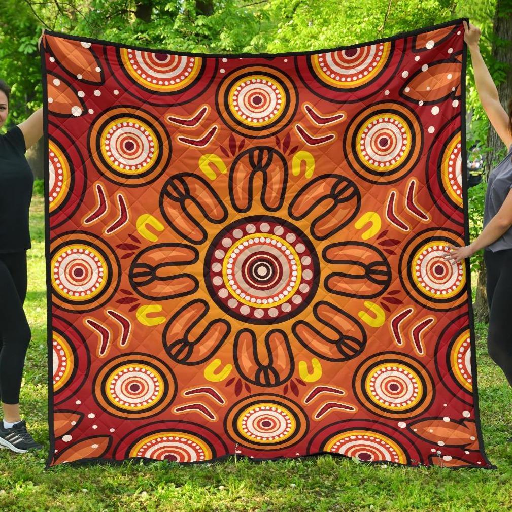Aboriginal Premium Quilt - Circle Flowers Patterns VER01 - Vibe Hoodie Shop