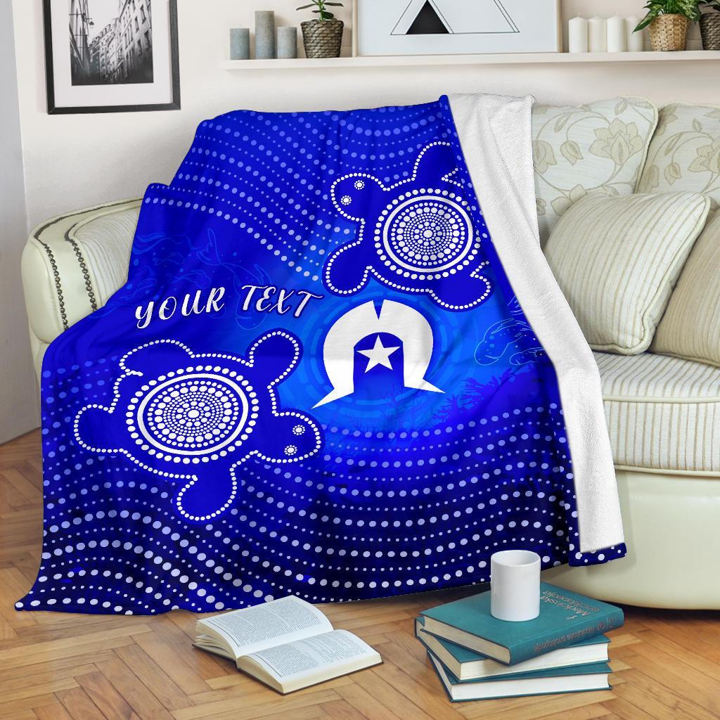 Custom Torres Strait Islanders Premium Blanket - Torres Symbol With Indigenous Turtle - Vibe Hoodie Shop