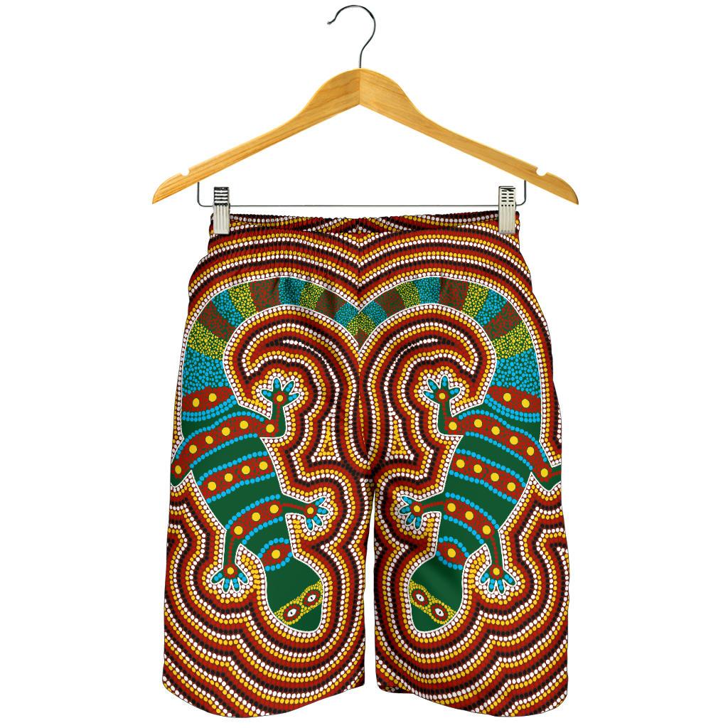 Aboriginal Men's Shorts, Lizard Dot Painting Patterns - Vibe Hoodie Shop