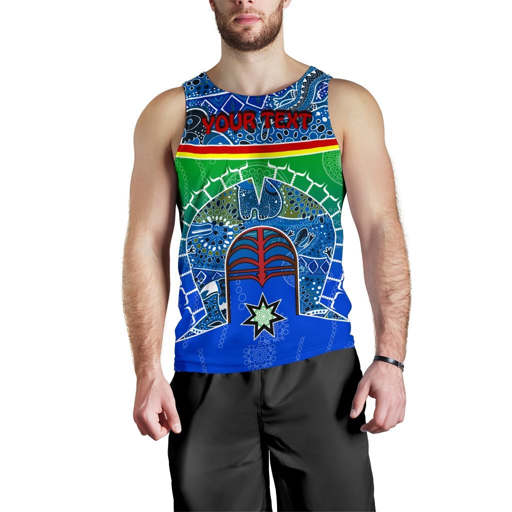 Personalised Men's Tank Top - Torres Strait Symbol With Aboriginal Patterns - Vibe Hoodie Shop