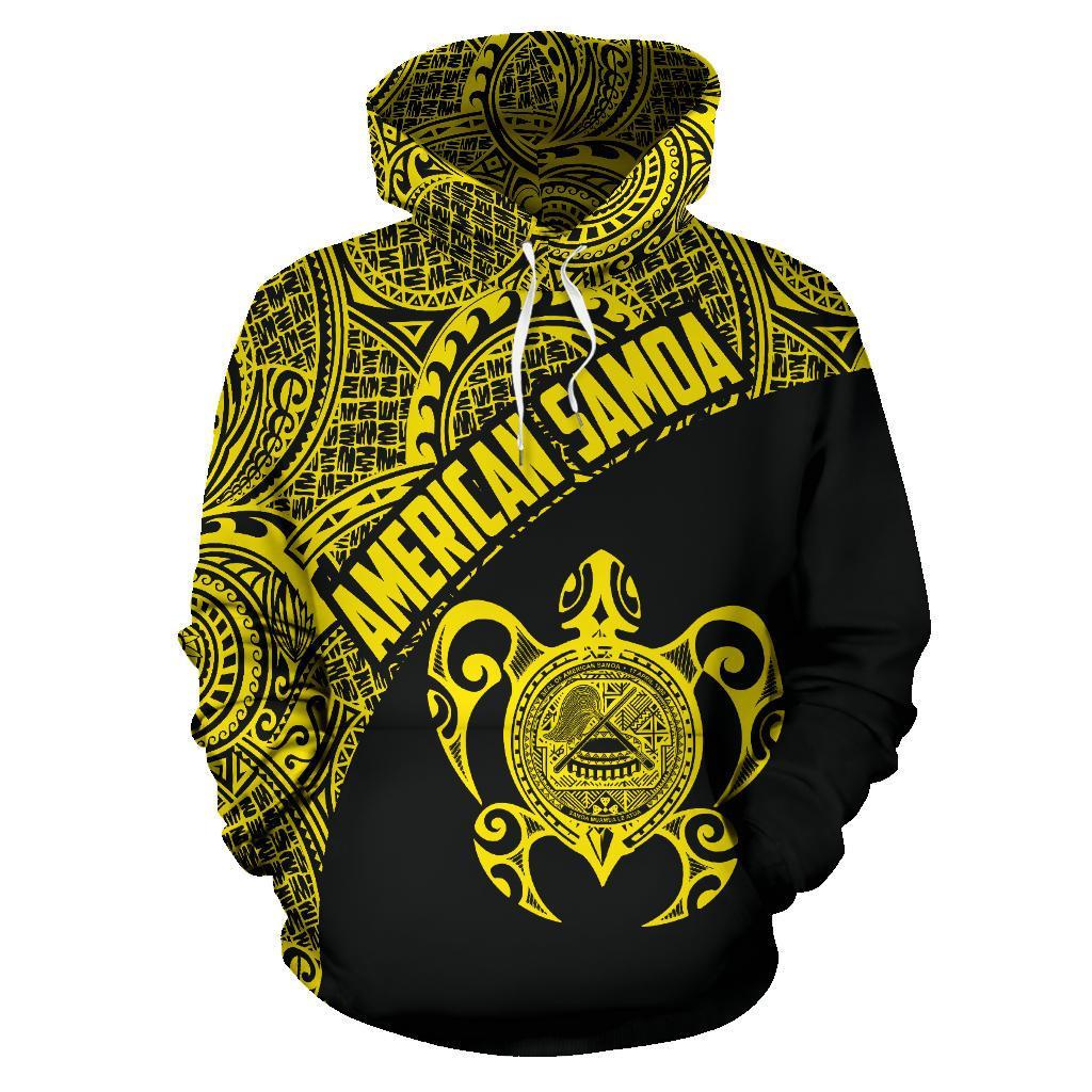 American Samoa Polynesian Hoodie Coat Of Arms In Turtle Yellow - Vibe Hoodie Shop