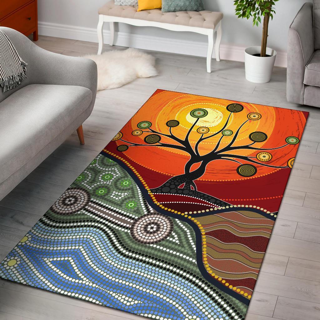 Area Rug - Australian Aboriginal Tree - Vibe Hoodie Shop