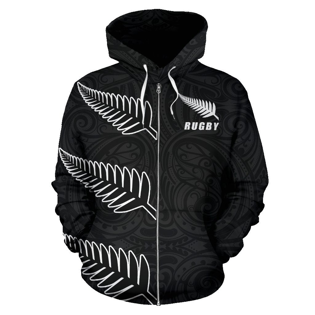 New Zealand Rugby Three Fern Zip Up Hoodie - Vibe Hoodie Shop