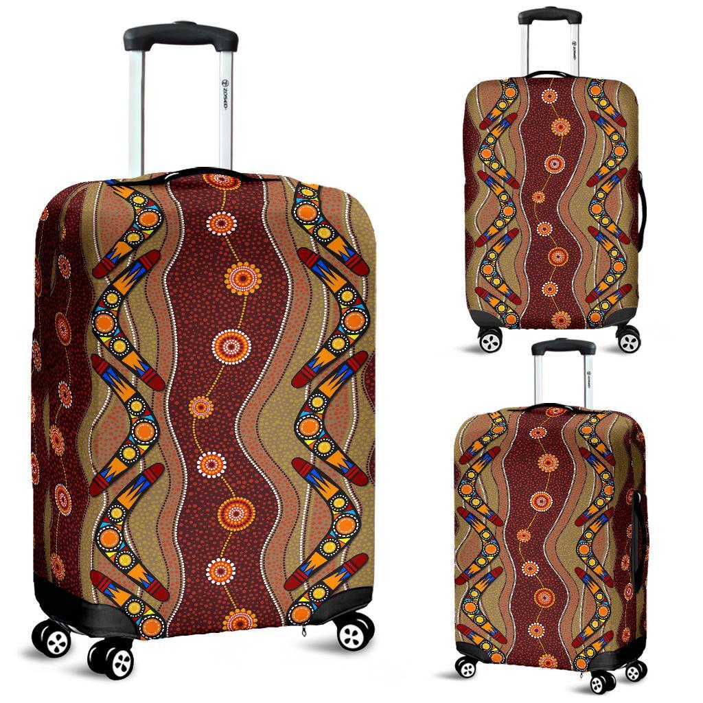 Luggage Cover - Aboriginal Luggage Cover Boomerang Patterns - Unisex - Vibe Hoodie Shop