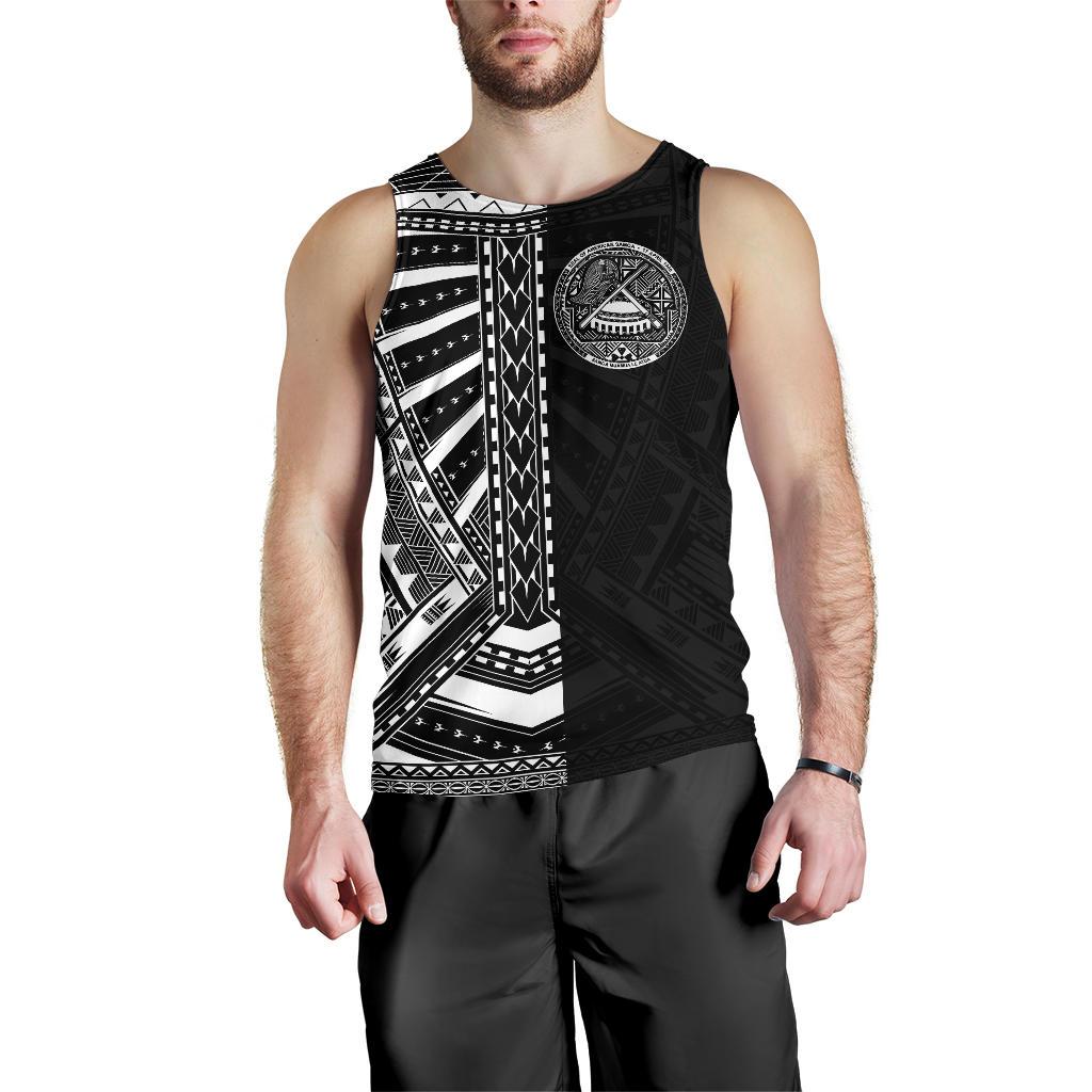 American Samoa Men's Tank Top - Half Style (White) - Vibe Hoodie Shop