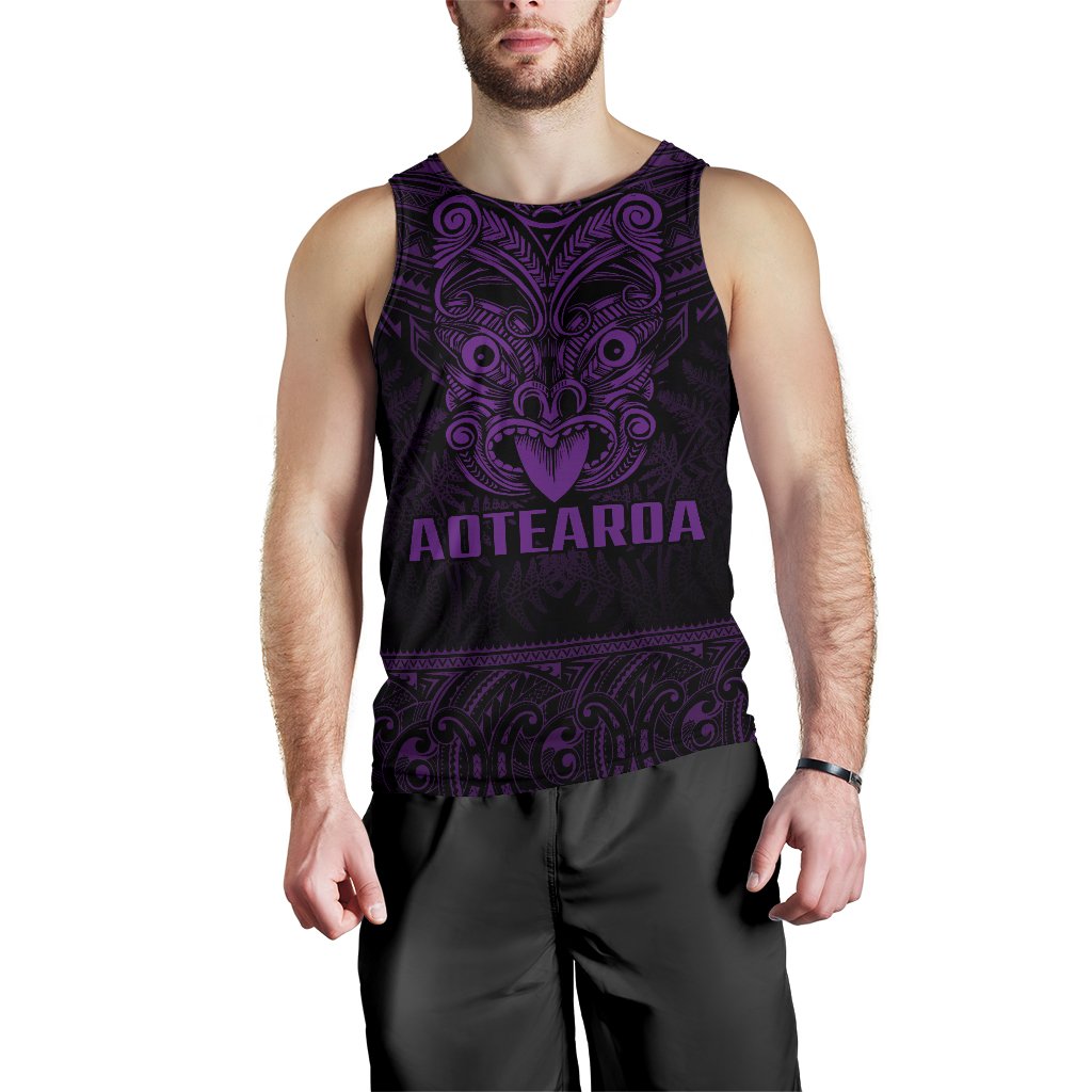 New Zealand Rugby Men's Tank Top Maori Haka - Silver Fern (Purple) - Vibe Hoodie Shop