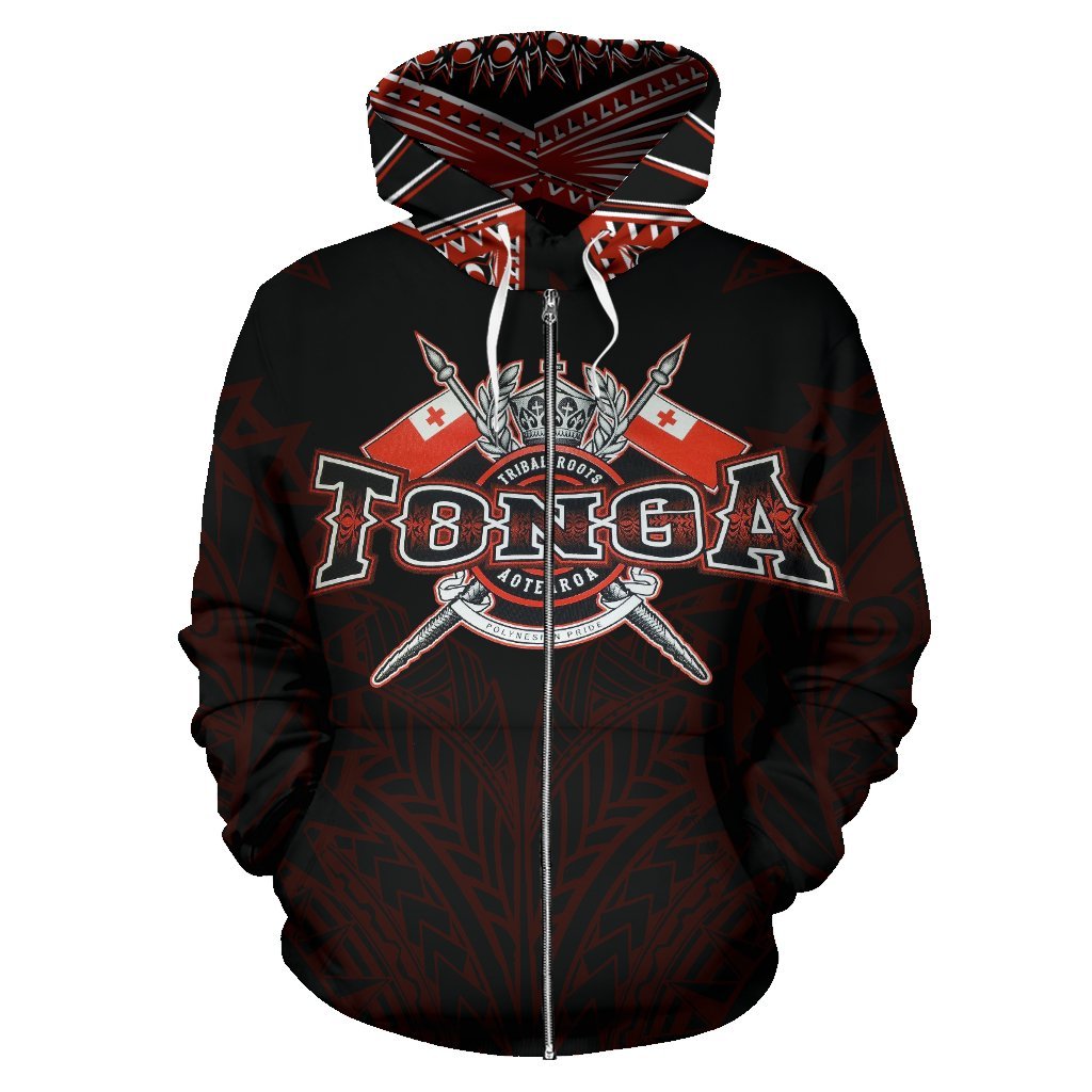 Tonga All Over Zip - Up Hoodie Red - Vibe Hoodie Shop