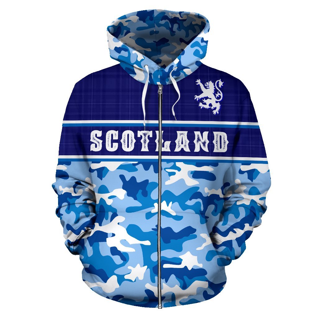 Scotland Blue Camo Zipper Hoodie - Vibe Hoodie Shop