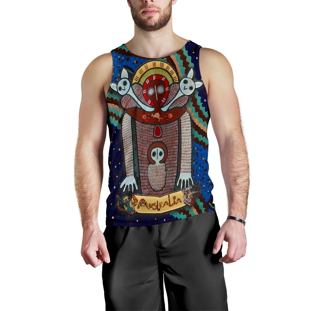 Wandjina Men's Tank Top - Australian Aboriginal Mythology - My Australia - Vibe Hoodie Shop