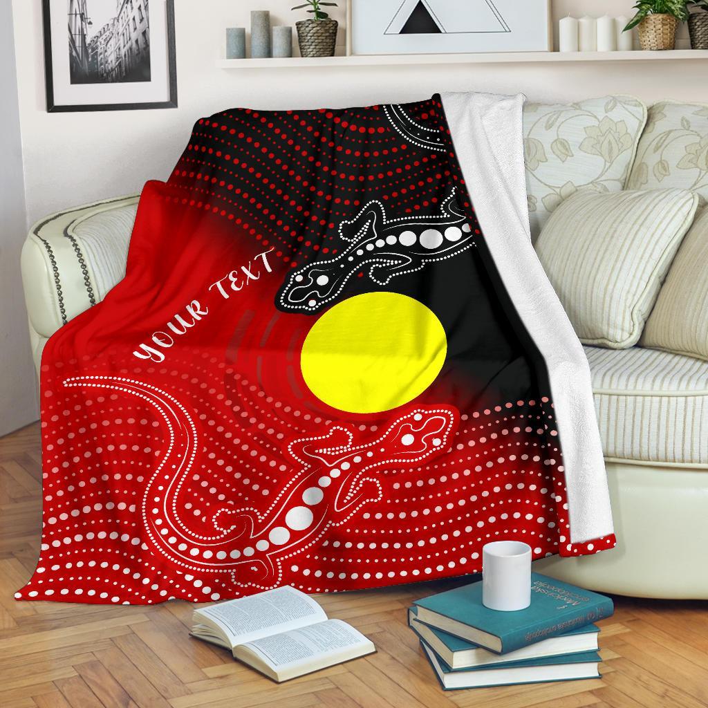 Custom Aboriginal Premium Blanket - Two Indigenous Lizard - Vibe Hoodie Shop