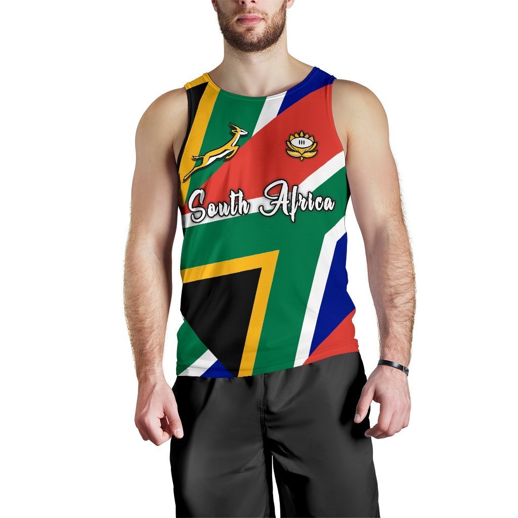 South Africa Springbok Men's Tank Top Flag Patch Up Version - Vibe Hoodie Shop