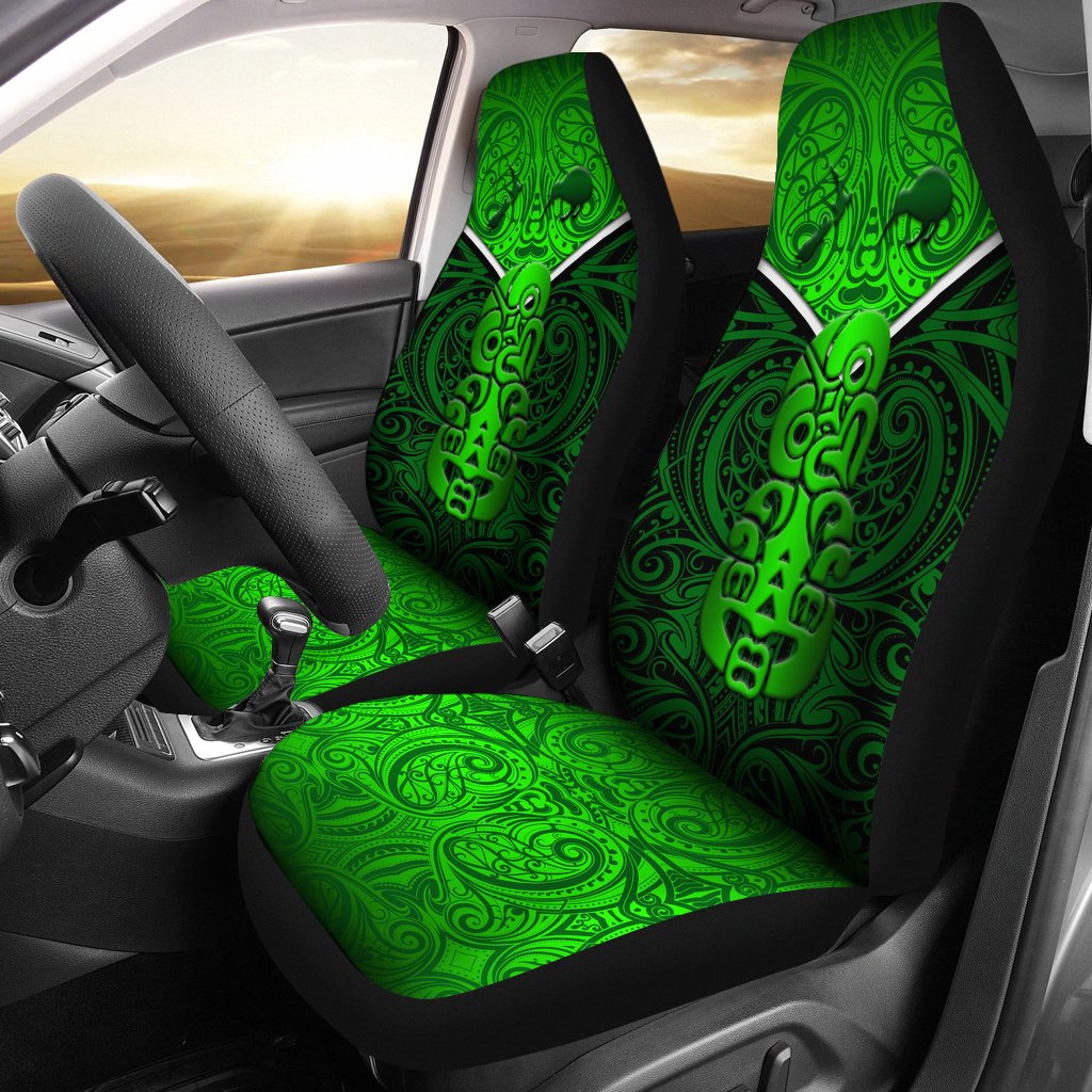 New Zealand Maori Rugby Car Seat Covers Pride Version - Green - Vibe Hoodie Shop