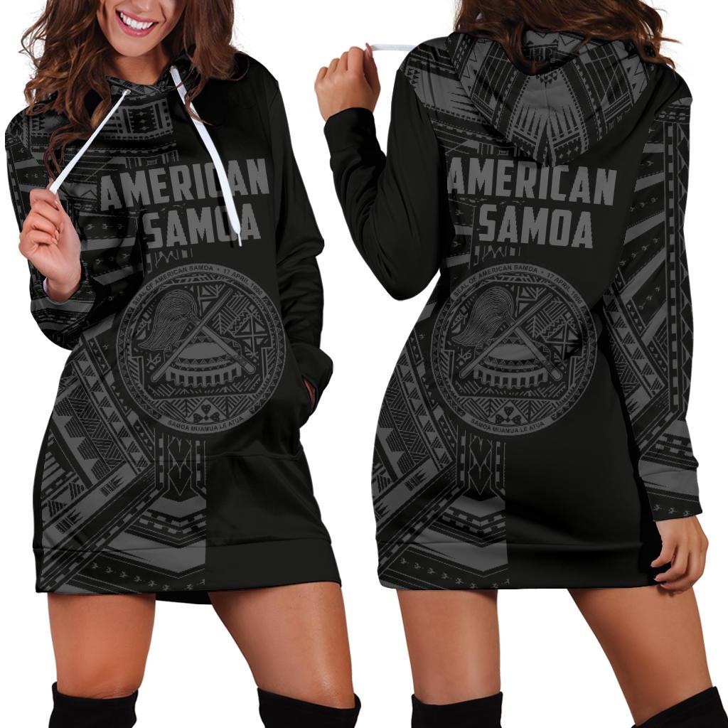 American Samoa Women's Hoodie Dress - Half Style (Gray) - Vibe Hoodie Shop