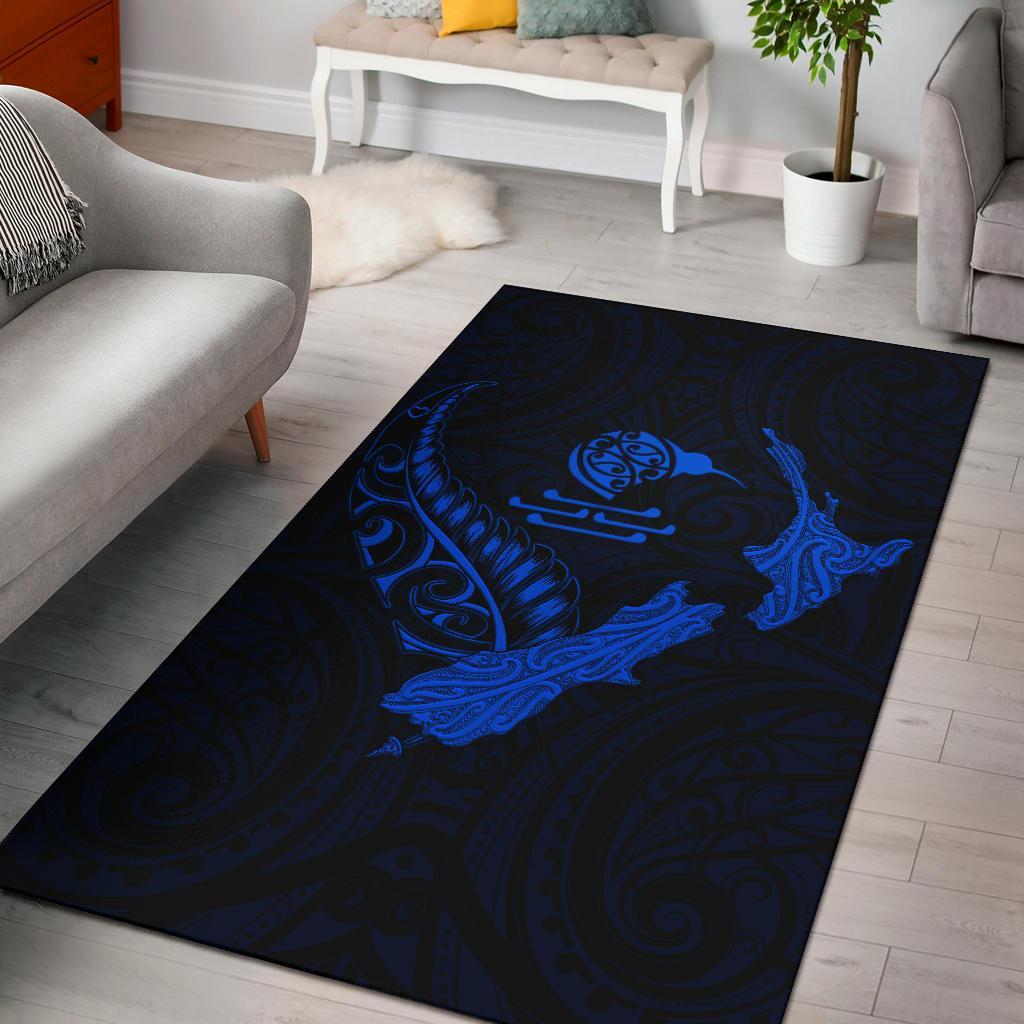 New Zealand Heart Area Rug - Map Kiwi Mix Silver Fern Blue - Vibe Hoodie Shop