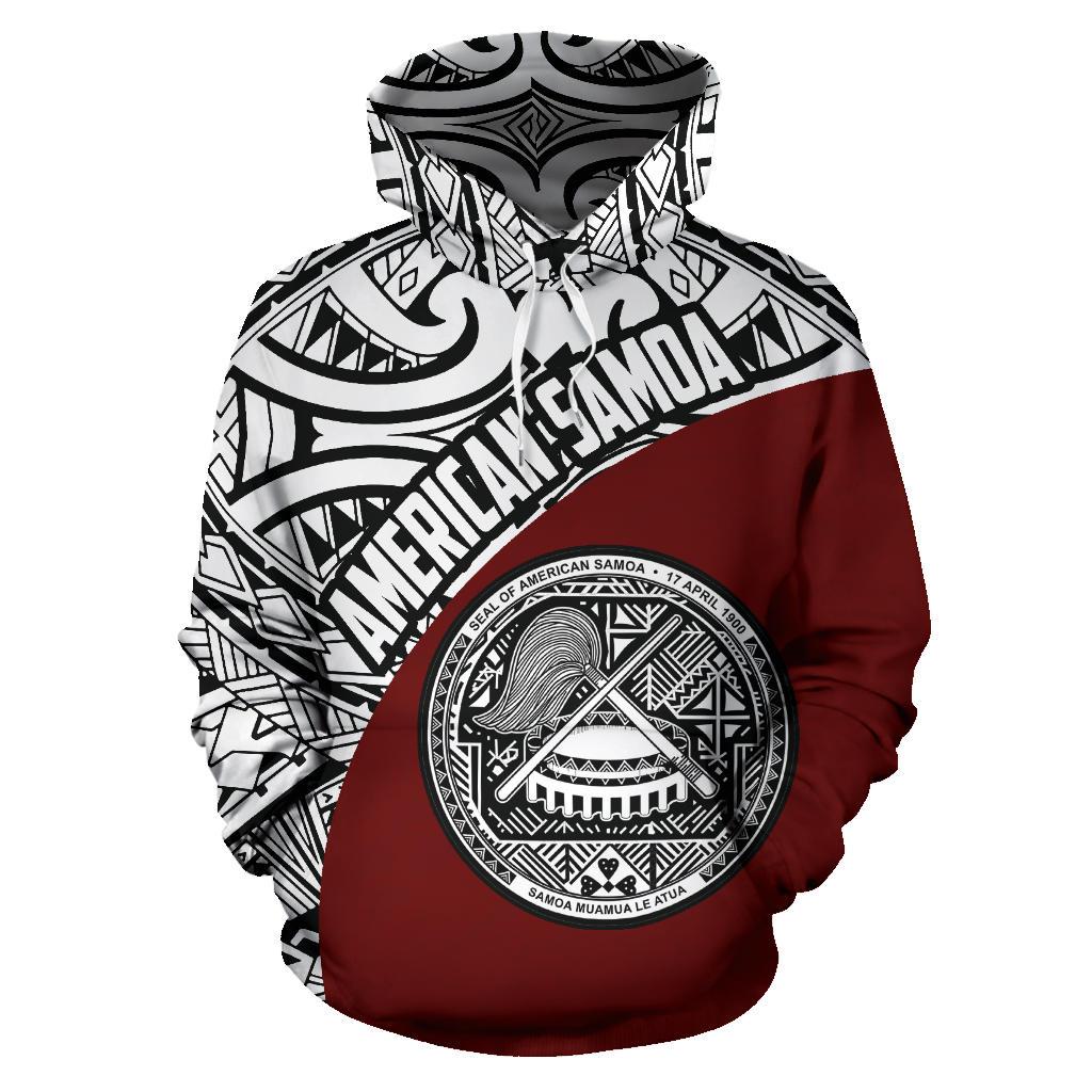 American Samoa Hoodie Coat Of Arms - Wave Style (Red) - Vibe Hoodie Shop