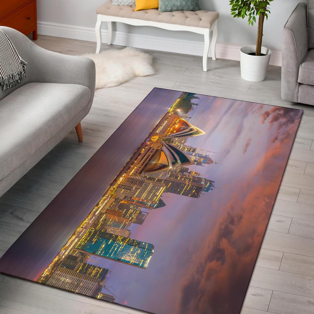 Area Rug - Sydney Opera Rug Sunset Landscape Art - Vibe Hoodie Shop