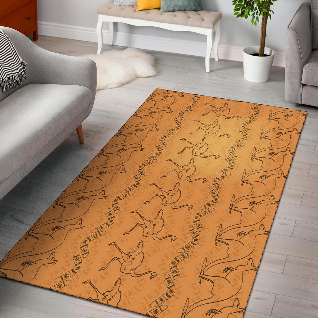 Area Rug - Ostrich Rug Kangaroo With Boomerang - Vibe Hoodie Shop