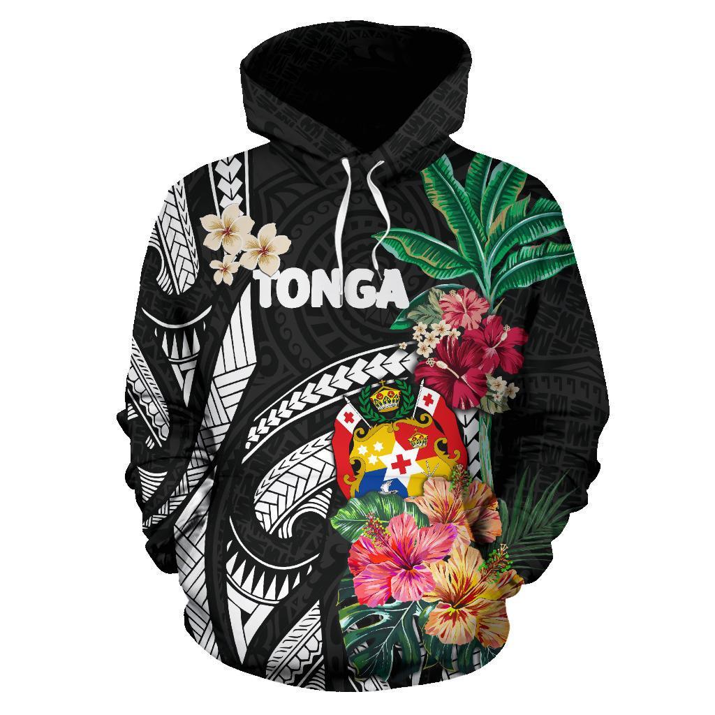 Hoodie Tonga Coat Of Arms Polynesian With Hibiscus - Vibe Hoodie Shop