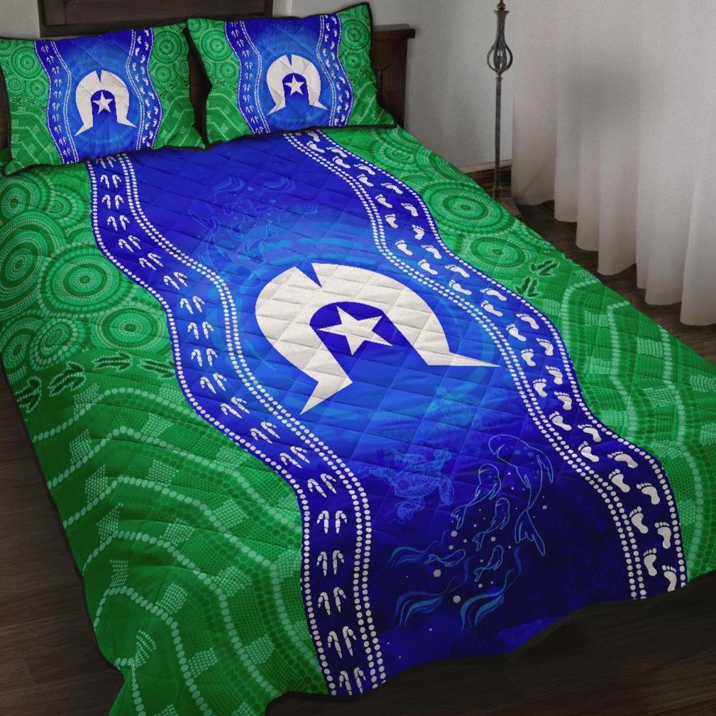 Torres Strait Islanders Quilt Bed Set - Torres Symbol With Aboriginal Patterns - Vibe Hoodie Shop