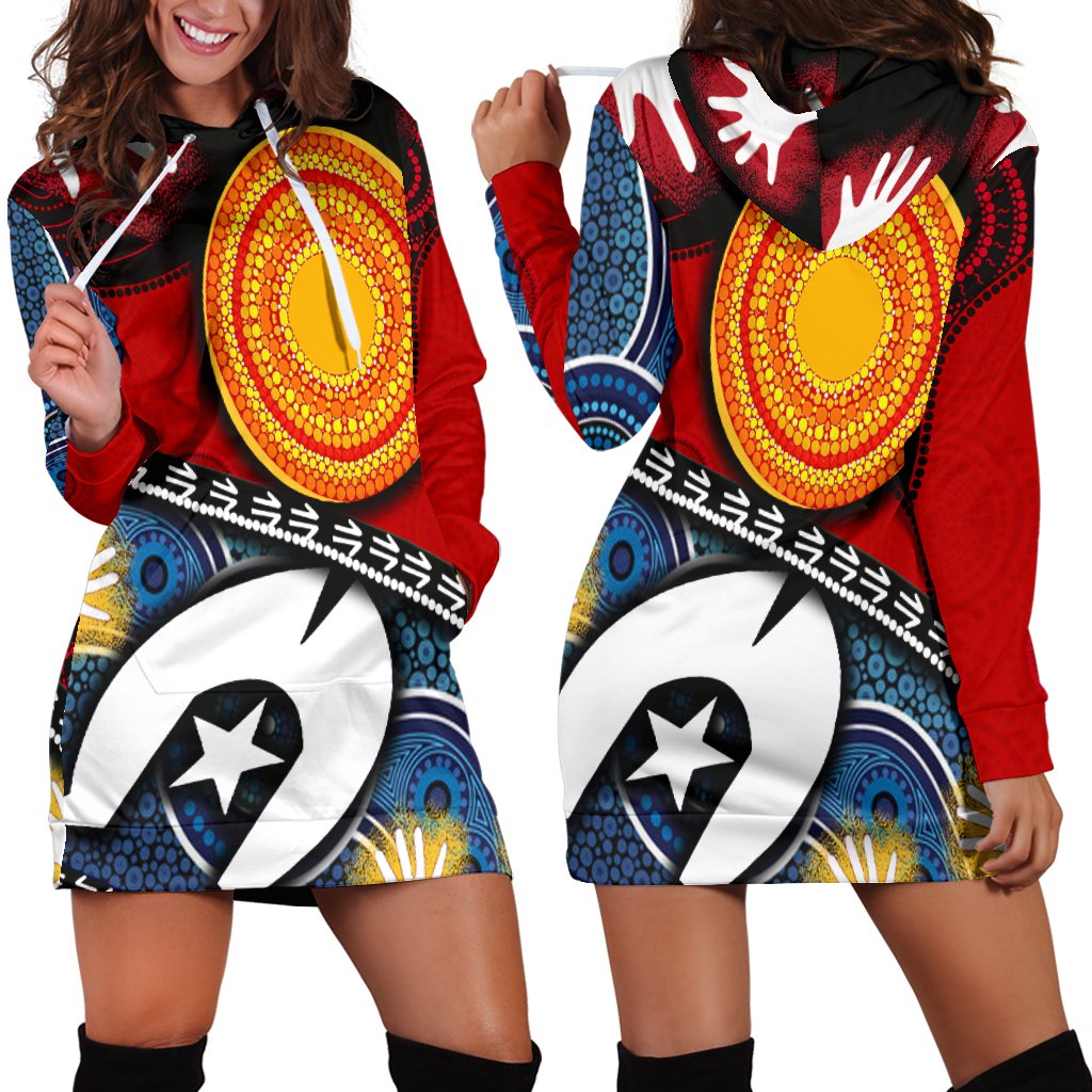 Hoodie Dress - Australian NAIDOC Aboriginal  and Torres Strait Islands Flags - Vibe Hoodie Shop